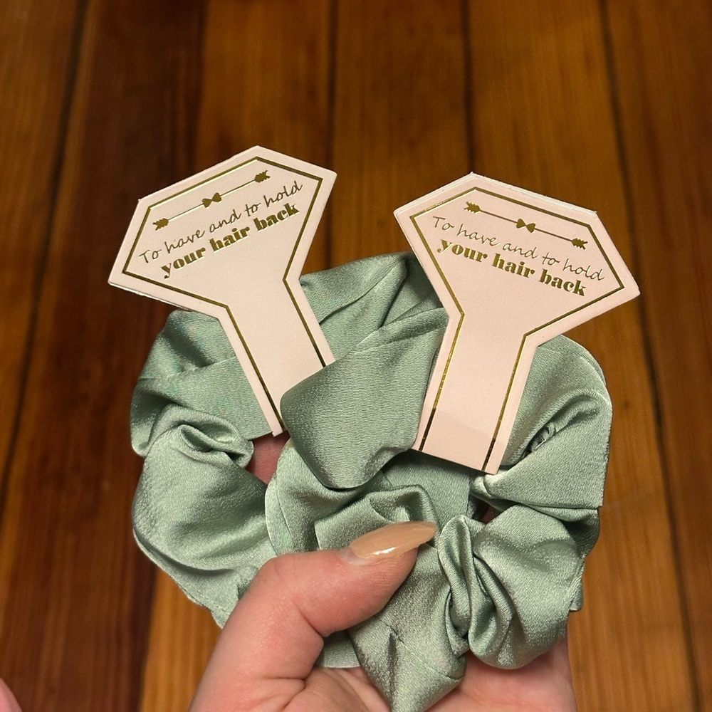 NEW “To Have and To Hold Your Hair Back” Bridesmaid Scrunchies - 2x - Picture 2 of 3